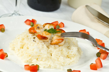 risotto with grilled scallops
