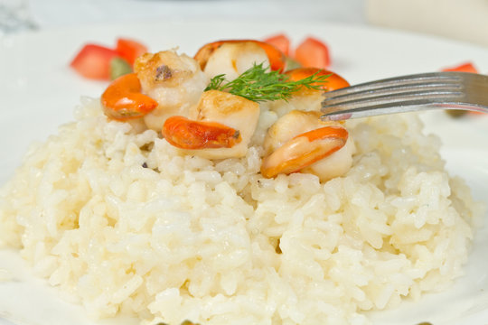 risotto with grilled scallops