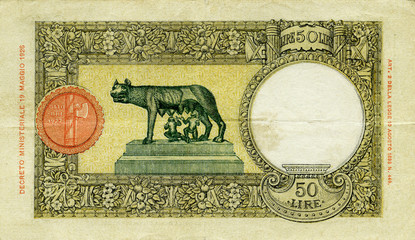 50 lire 1933 verso