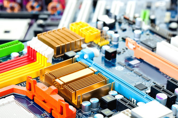 Computer motherboard closeup