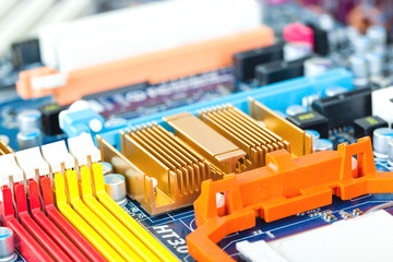 Computer motherboard closeup