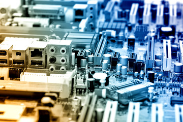 Fototapeta na wymiar Computer motherboard closeup