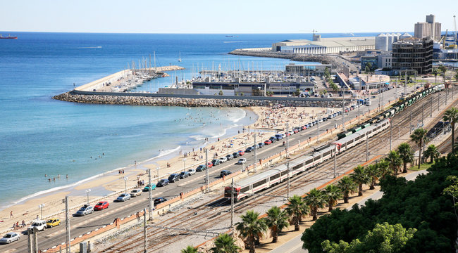 Harbour and railway in Tarragona Spain