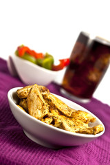 Chicken with red and green peppers