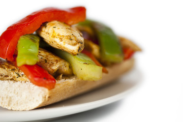 Chicken with red and green peppers