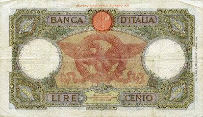 100 lire 1931 verso