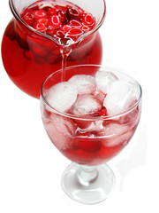 fruit red punch cocktail drink with cherry