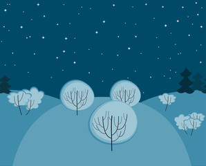 Fototapeta na wymiar winter night landscape seamless