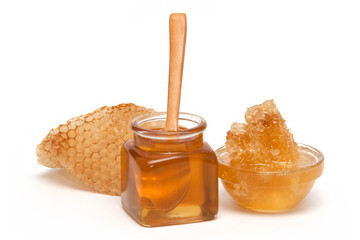 Honey and Honeycomb in the glass