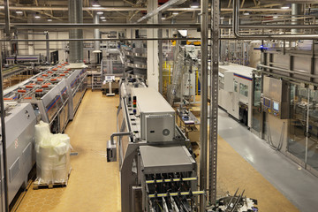 The interior of the brewery. Work center locations