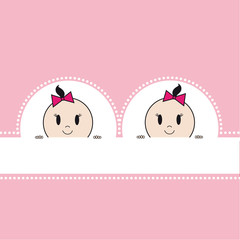 Zwillinge Karte rosa