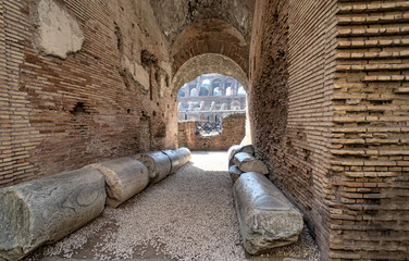 Inside of Colosseum in Rome, Italy