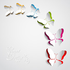 Greeting card with paper butterflies - vector