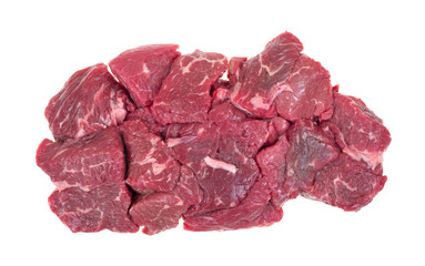 Stew beef chunks on white background