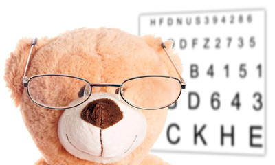Teddy Bear with Glasses at the Eye Doctor