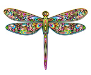 Dragonfly Psychedelic Art Design-Libellula Pop Art