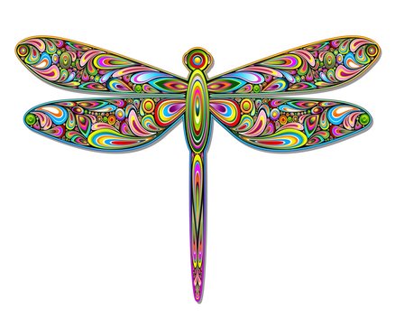 Dragonfly Psychedelic Art Design-Libellula Pop Art