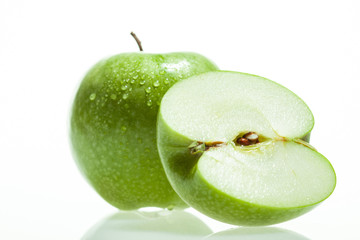Green apple and slice