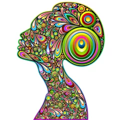 Garden poster Flowers women Woman Psychedelic Portrait Design-Donna Ritratto Psichedelico