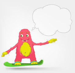 Funny Monster. Snowboarding.