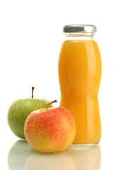 bottle of juice with sweet apples, isolated on white