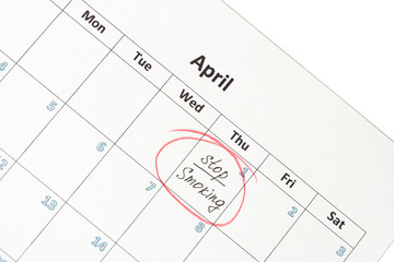 Notes on the calendar, close-up