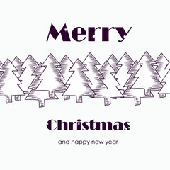 Christmas card with christmas trees