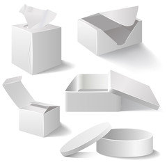 White boxes set isolated on white