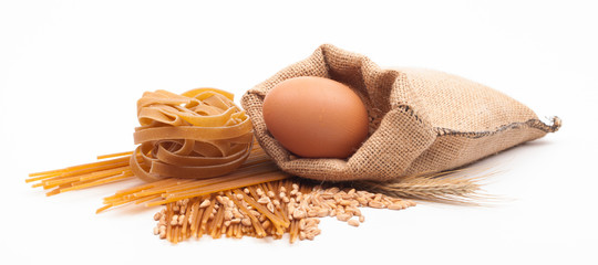 pasta assortment on white background