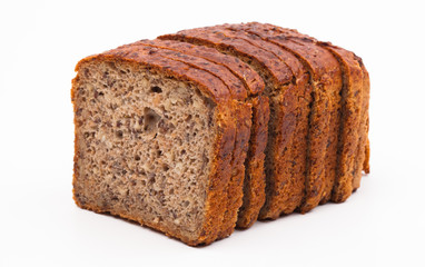 assortment of baked bread isolated on white background