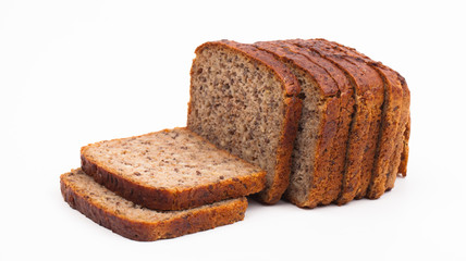 baked brown  bread isolated on white background