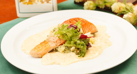 Salmon Steak with Vegetables