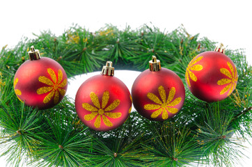 Christmas ball with pine branch