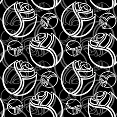 Door stickers Flowers black and white Seamless black and white rose pattern
