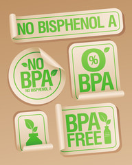 Bisphenol A (BPA) free products stickers set