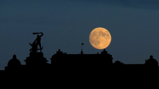 Sweden Drottningholm Slott moonrise