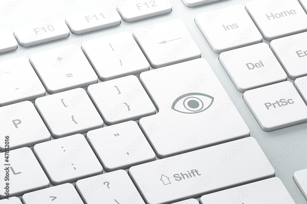 Poster enter button with eye on computer keyboard
