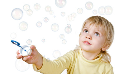 little boy and soap bubbles