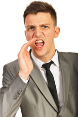 Nervous executive shouting