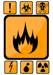 Set of icons, about the dangers