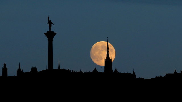 Sweden Stockholm moonrise