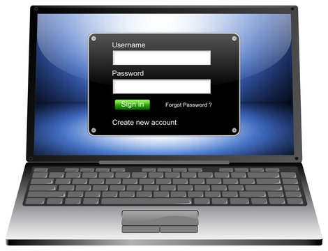 Laptop mit Login Fenster