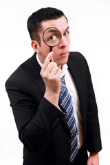 man with magnifying glass
