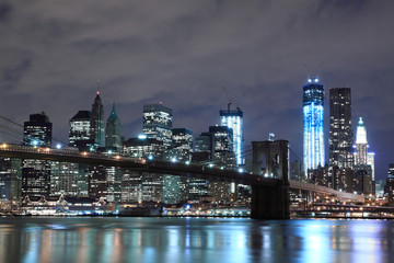 Brooklyn Bridge and Manhattan Skyline At Night, New York City - 47820694