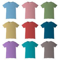 T-shirt vector design templates in various colors