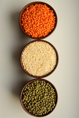 чечевица, кунжут, фасоль