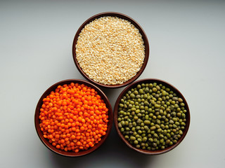 чечевица, кунжут, фасоль