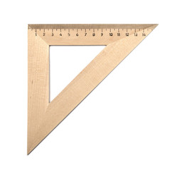 wooden triangle is isolated on a white background