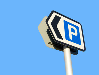car parking sign on blue sky background