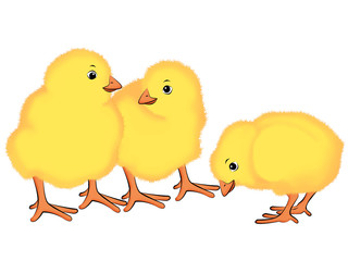 Gruppe von Küken zu Ostern